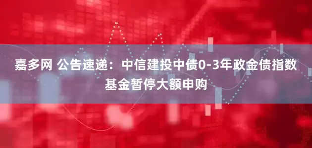 嘉多网 公告速递：中信建投中债0-3年政金债指数基金暂停大额申购
